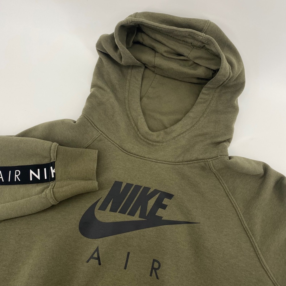 Nike Air Hoodie Men Sz S Olive Green BV5132-222 Pullover Sweatshirt Graphic Logo